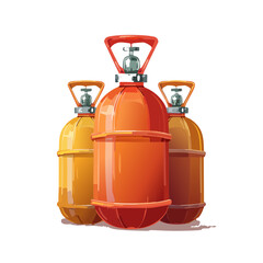 Three colorful gas cylinders isolated on black background liquefied petroleum gas bottles storage