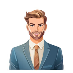 Smiling Cartoon Man in Suit Isolated on Black Background Corporate Character Design