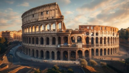 Obraz premium Ancient Roman Colosseum at sunrise