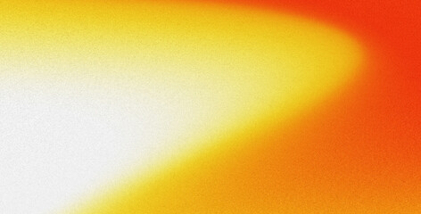 Red grainy background with glowing white and yellow abstract gradient shape, noise texture summer poster layout © lija