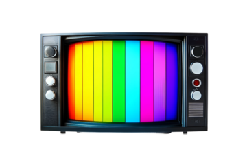 Old-style television set collection isolated on transparent background
