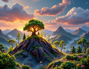 a cyber animation of deforestation process, glowing carbon release, atmosphere warming illustrated, futuristic educational design