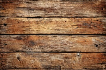 Naklejka premium Weathered wooden planks. Horizontal close-up view of aged, rich brown wood
