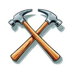 Illustrative crossed hammers on black background craftsmanship woodworking and construction tool design carpentry
