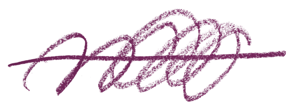 Purple colored pencil drawing isolated on transparent background