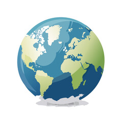 Stylized globe illustration depicting continents and oceans for global concepts