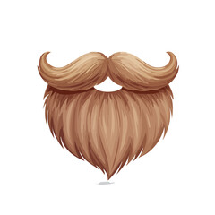 Stylized beard and mustache isolated on black for design projects and character avatars in graphic design projects
