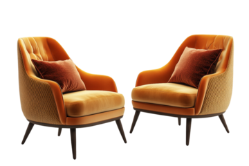 Upholstered armchair with built-in holster isolated on transparent background