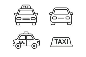 Icon set of taxi and car designs with taxi sign