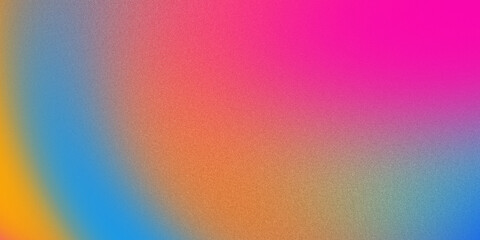 Summer glowing orange blue yellow pink gradient background with grainy noise texture and abstract wave light flow design