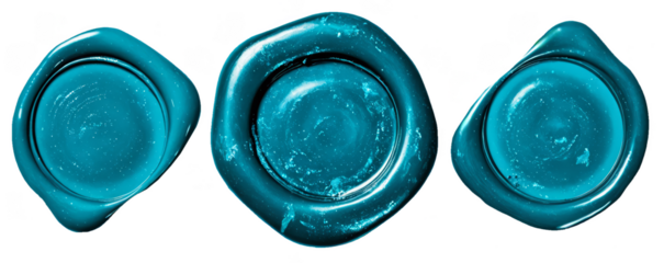 Empty Turquoise Glass Bowls Collection – Set of Three Transparent Cyan Decorative Containers on Transparent Background for Product Design, Home Decor Catalogs, and Digital Compositions