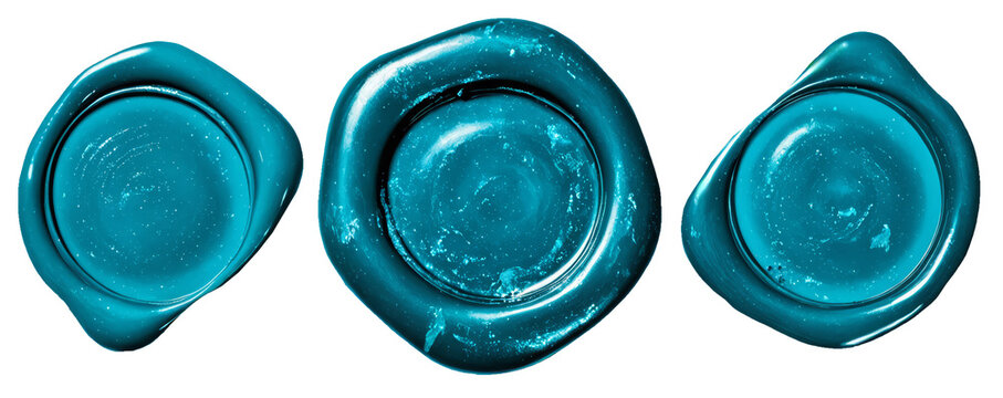 Empty Turquoise Glass Bowls Collection – Set of Three Transparent Cyan Decorative Containers on Transparent Background for Product Design, Home Decor Catalogs, and Digital Compositions