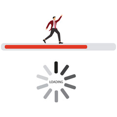 Businessman Running Inside Progress Loading Bar