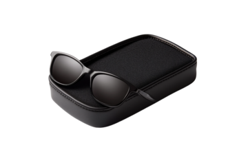 Durable black case for shades isolated on transparent background