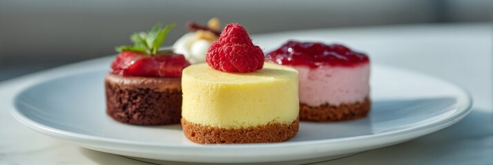 Juicy raspberry triad serenades cheesecake harmony, echoing Afternoon Tea Week's sweet indulgence or a whimsical Dessert Day celebration