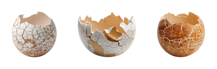 Breaking eggshells nature's new beginnings in, isolated on transparent background, png set