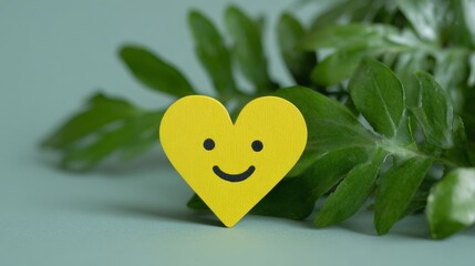 A whimsical yellow heart smiling amid verdant parsley, evoking World Kindness Day and the verdant Celtic Beltane festival