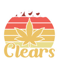 Old Man Weed - Cannabis Leaf Retro Sunset Vintage T-Shirt Design

