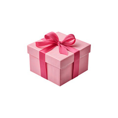 Fototapeta premium A pink gift box decorated with a ribbon, ideal for gifting someone 