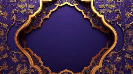 Purple and gold ornate frame with copy space.