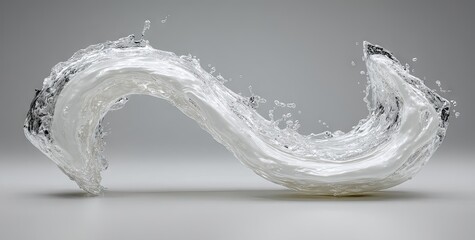Delicate White Fibers Curving Abstractly on Gray