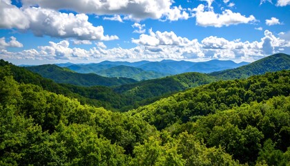 Obraz premium Lush mountain vista under a vibrant blue sky