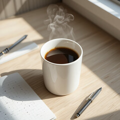 Morning Coffee Mug on Desk