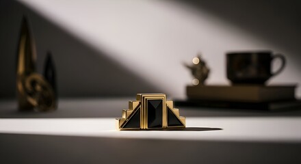 Opulent Gold Black Geometric Design Abstract Concept Shadow