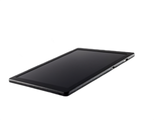 Modern tablet with a glare of light on a transparent background