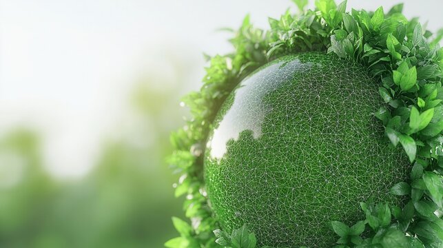 wold ozone day. Abstract globe entwined with lush green foliage.