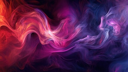Abstract colorful smoke swirls, vibrant red, blue, and purple hues.