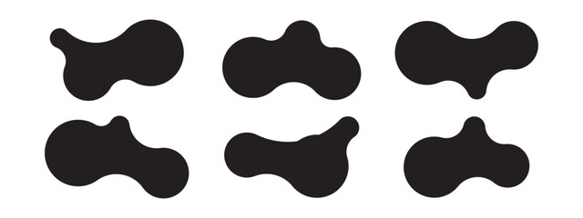 Set of abstract metaball shapes
