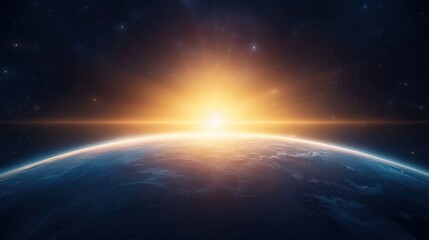 Fototapeta premium wold ozone day. A breathtaking sunrise over Earth from space.