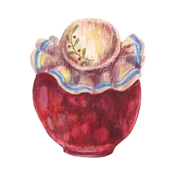 red jam jar watercolor painting clip art preview