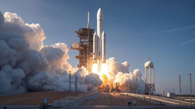 Rocket launch, aerospace technology, exploring the universe, dream background