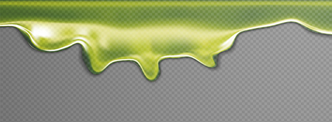 Green slime drip with 3D liquid goo effects and Halloween mucus textures. Toxic radioactive splatters or zombie paint splashes for isolated backgrounds. Seamless sticky patterns or phlegm jelly shape.