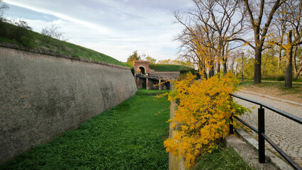 Fototapeta premium Petrovaradin Fortress in sunny autumn day in November