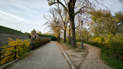 Petrovaradin Fortress in sunny autumn day in November