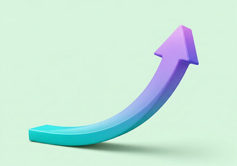 A 3d rendered arrow curving upwards, symbolizing growth and success in business and finance