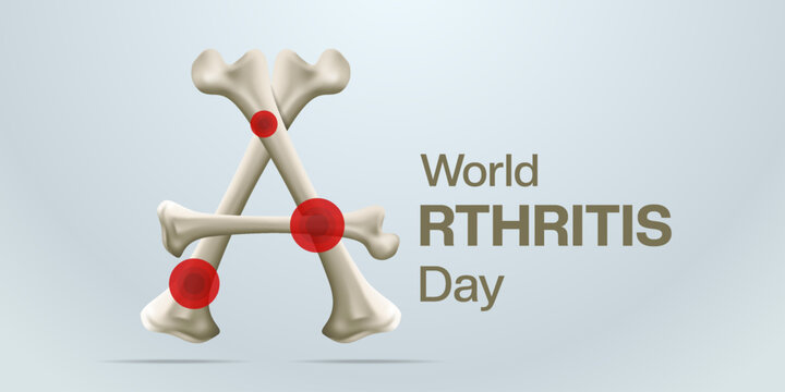 12 th October is World Arthritis Day. Bones. Great for posters, banners and social media. White background.