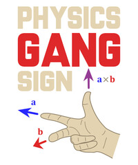 Physics Gang Sign Funny Vector Cross Product Science Illustration
