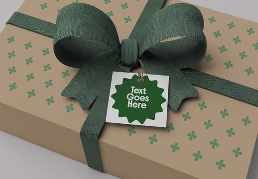 Gift Tag With Box Mockup