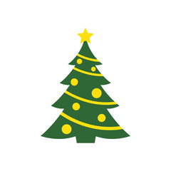 Vector Christmas tree with festive holiday decorations and a star on top
