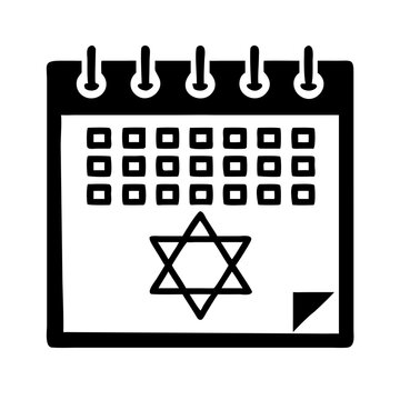 black calendar with star of david clip art preview