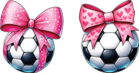 Soccer Ball with Pink Bows Graphic Set