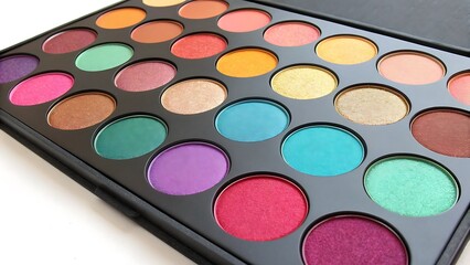 Palette of Vivid Colors: A Close-Up of Colorful Eye Shadow for Creative Expression and Beautiful Makeup Looks
