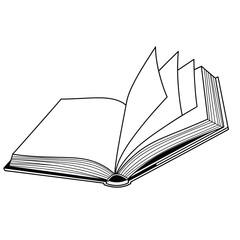 Vector art of an open book with pages turning, isolated on a