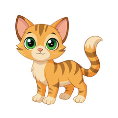 Fototapeta premium Adorable cartoon orange tabby kitten with big green eyes