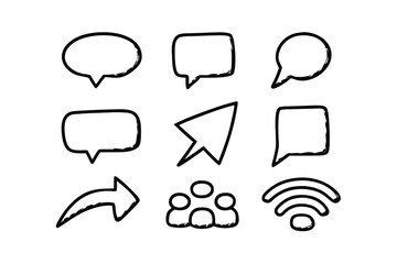 Minimalist Communication UI Line Art Icon Set – Chat Bubbles, Messages & Notifications