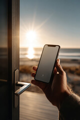 person manages to open door using virtual key in bright sunlight of clear day